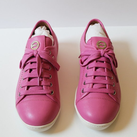 NEW Authentic Longchamp Le Pliage Leather sneakers- Pink - Picture 9 of 10